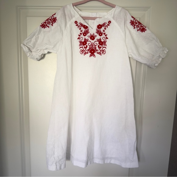 Janie and Jack White Dress with Red Embroidery Tunic Girl's Dress Size 7 - Picture 4 of 10